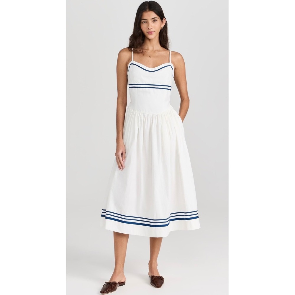 Ciao Lucia Florencia Dress Women XS White ASO White Lotus Midi Preppy Nautical